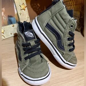 Vans Kids Olive Green and Black High-Top Skate Sneakers